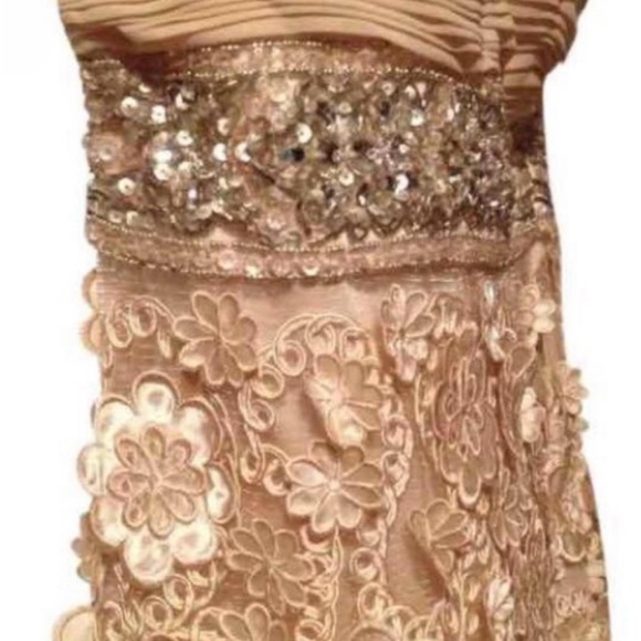 Sue Wong Strapless Cream and Gold Dress - Picture 2 of 3